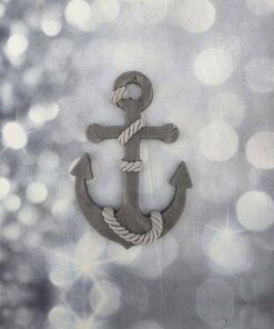 קישוט לעוגה עוגן גדול כסף מבצק סוכר אכיל