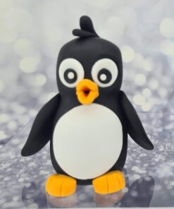 טופר קישוט לעוגה פיסול פינגווין גדול מבצק סוכר אכיל