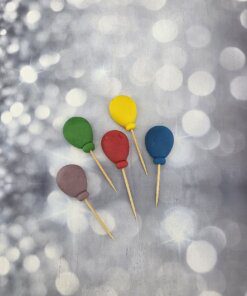 קישוט לעוגה בלונים אכילים צבעוניים על קיסם - דו מימד