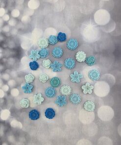 קישוט לעוגה פרחים קוקטייל תכלת מבצק סוכר אכיל