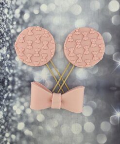 קישוט לעוגת סמאש קייקס אוזניים ורודות מיני מאוס גדול עם פופיון - אכיל לעוגה מבצק סוכר